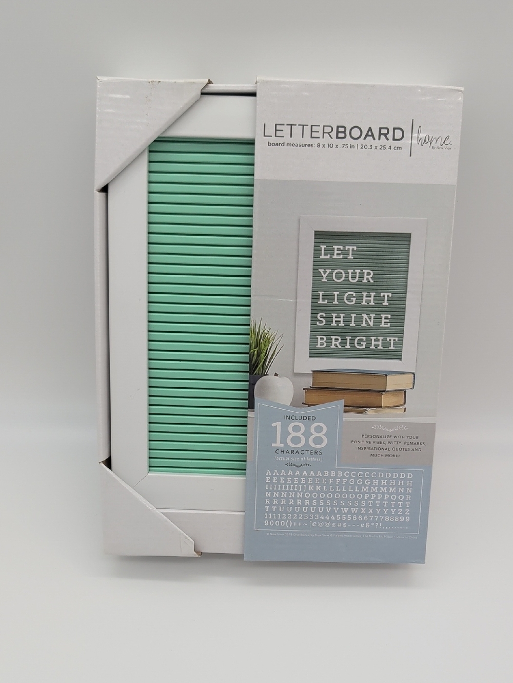 Letterboard with Mint Green Slats and White Frame